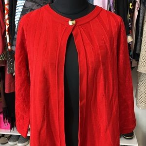 Retail $595 ST. JOHN Venetian Red Jacket Cardigan Petite